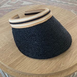Helen Kaminski black rafia visor